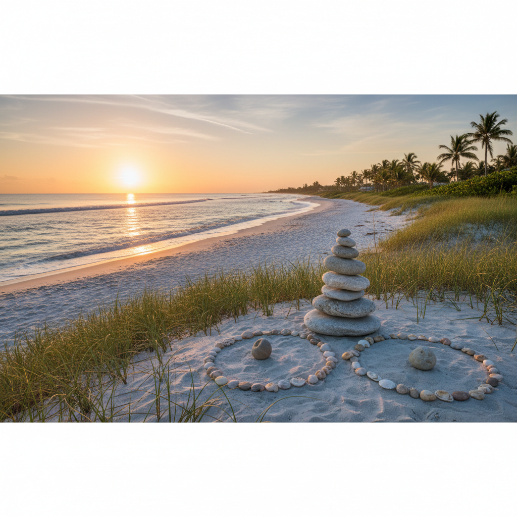 a panoramic view of a calm Florida coastline at sunrise symbolizing steady long-term financial planning and retirement security — portfolio rebalancing